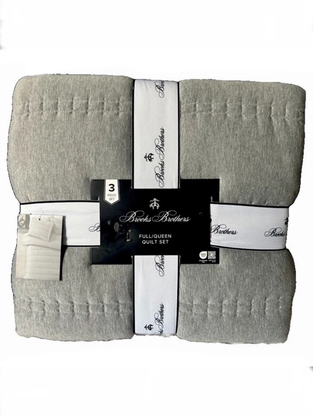 Brooks Brothers Gray Full/Queen Quilt Set 88”x92”
